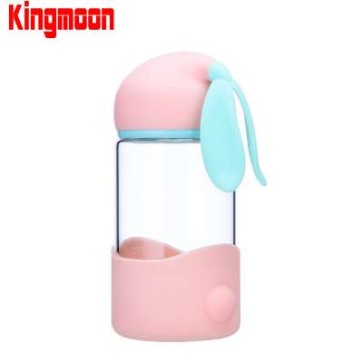 2020 Custom Logo Kids Cute Reusable Modern Cup Glass With Lid