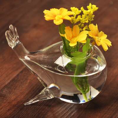 Custom Handblown Clear Glass Vase For Flowers Home Decorative