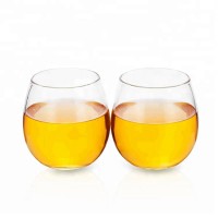 200ml / 300ml Wholesale New Shape China Factory Personalized Clear High Borosilicate Glass Stemless Wine Glass