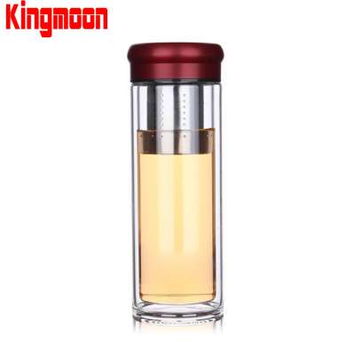 Hot or Cold Glass Tea Tumbler Double Wall Glass Water Bottle with Tea Infuser